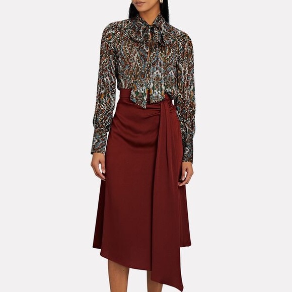 VERONICA BEARD Zaylee Silk Paisley Tie-Neck Blouse - Picture 7 of 12